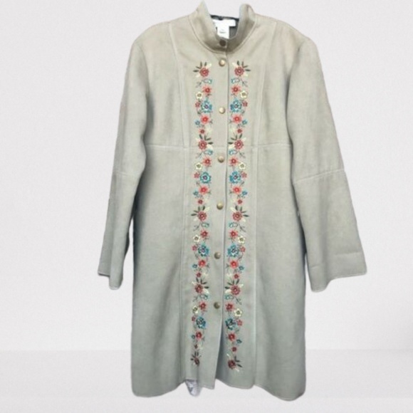 Susan Bristol Jackets & Blazers - Susan Bristol Green Embroidered Coat Size Medium